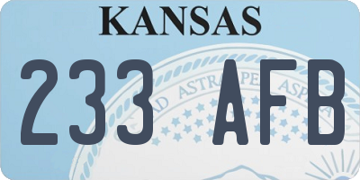 KS license plate 233AFB