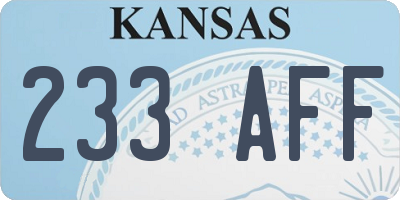 KS license plate 233AFF