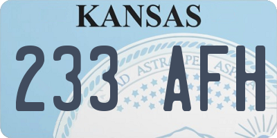 KS license plate 233AFH