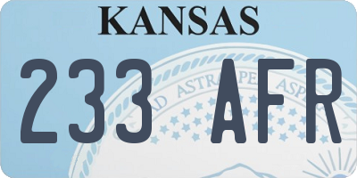 KS license plate 233AFR