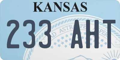 KS license plate 233AHT