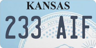 KS license plate 233AIF