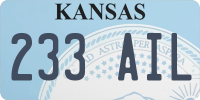 KS license plate 233AIL