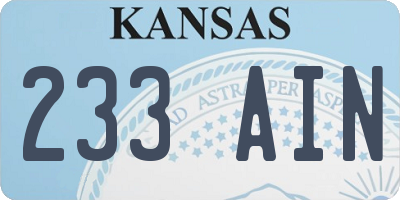 KS license plate 233AIN