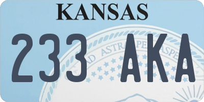 KS license plate 233AKA