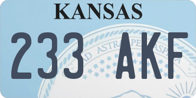 KS license plate 233AKF