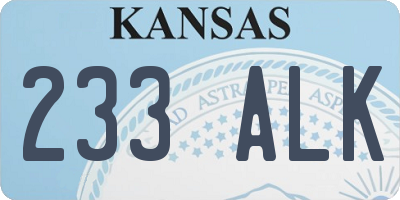 KS license plate 233ALK