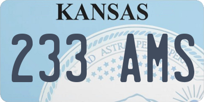 KS license plate 233AMS
