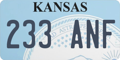 KS license plate 233ANF