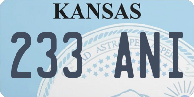 KS license plate 233ANI