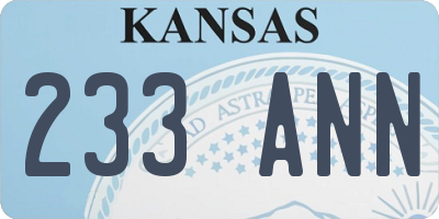 KS license plate 233ANN