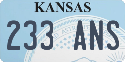 KS license plate 233ANS