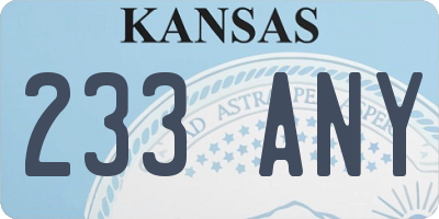 KS license plate 233ANY