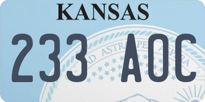 KS license plate 233AOC