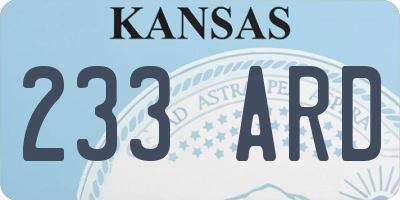 KS license plate 233ARD