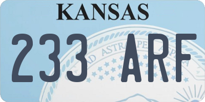 KS license plate 233ARF