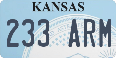 KS license plate 233ARM