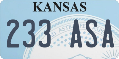 KS license plate 233ASA
