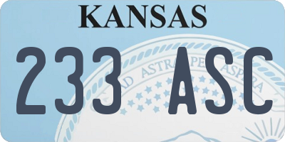 KS license plate 233ASC
