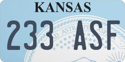 KS license plate 233ASF