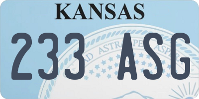 KS license plate 233ASG