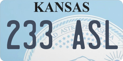 KS license plate 233ASL