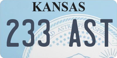 KS license plate 233AST