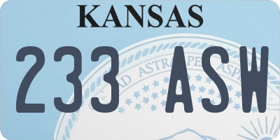 KS license plate 233ASW
