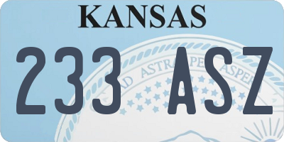 KS license plate 233ASZ