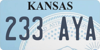 KS license plate 233AYA