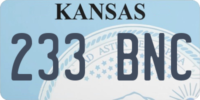 KS license plate 233BNC