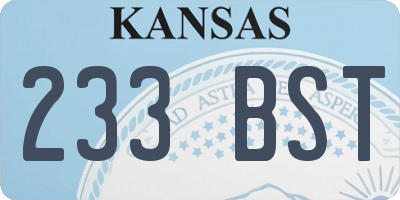 KS license plate 233BST