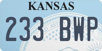 KS license plate 233BWP