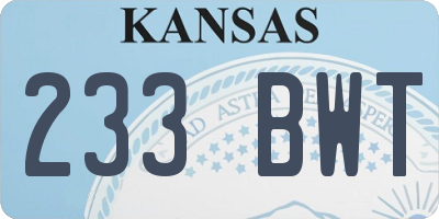KS license plate 233BWT