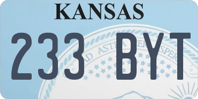 KS license plate 233BYT