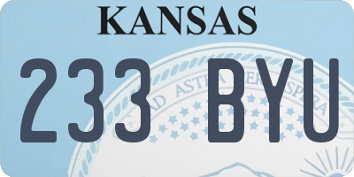KS license plate 233BYU