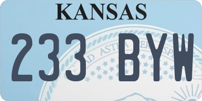 KS license plate 233BYW