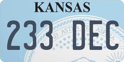 KS license plate 233DEC