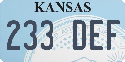 KS license plate 233DEF