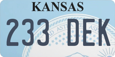 KS license plate 233DEK