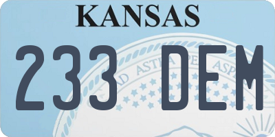 KS license plate 233DEM