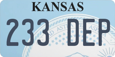 KS license plate 233DEP