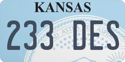 KS license plate 233DES