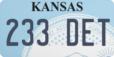 KS license plate 233DET