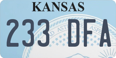 KS license plate 233DFA