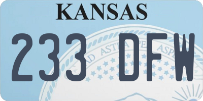 KS license plate 233DFW