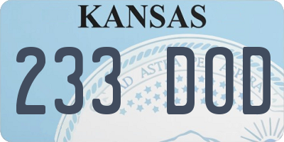 KS license plate 233DOD