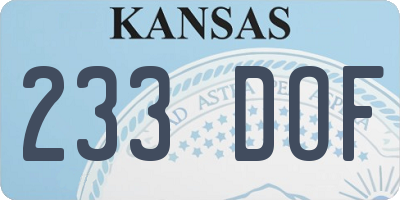 KS license plate 233DOF