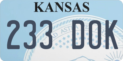 KS license plate 233DOK