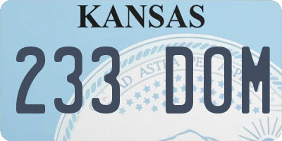 KS license plate 233DOM
